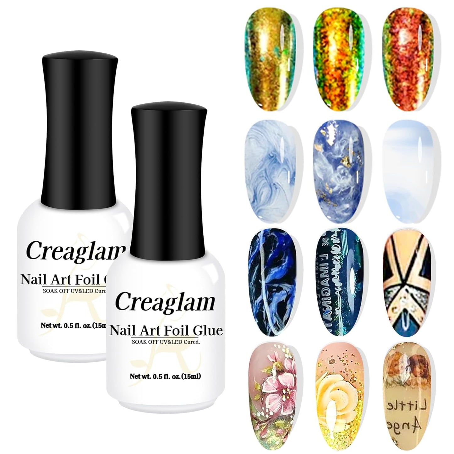 Nail Foil Glue Gel: 2Pcs Nail Art Foil for Foil Stickers Transfer Gel - 15ML Transfer Art Manicure DIY Enthusiasts Required LED Lamp Soak Off-BrightBean Baby