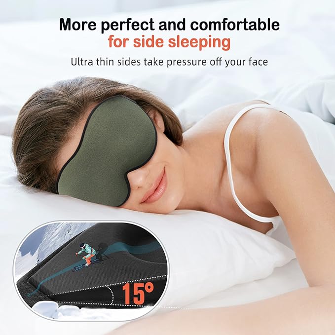 LitBear Sleep Mask for Men Side Sleeper, Sleeping Mask for Women Light Blocking, 3D Contoured Cup Eye Mask Sleeping, Soft Lightweight Sleep Eye Mask with Adjustable Elastic Strap for Traveling-BrightBean Baby