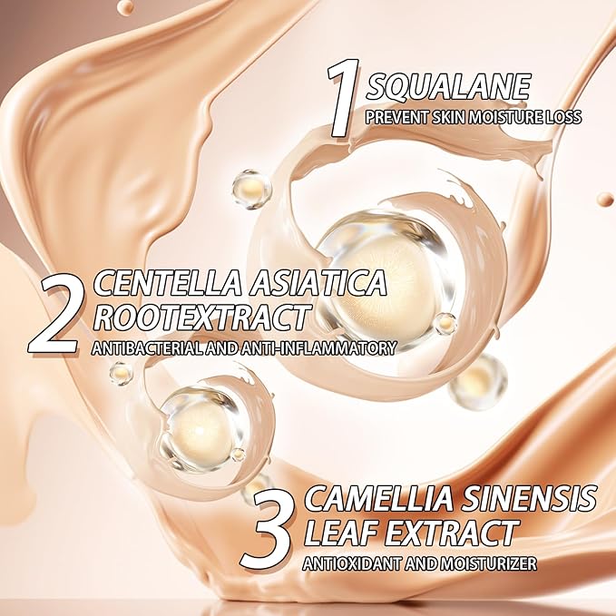 Concealer Moisturizing Gradient Foundation, Lightness Oil Control Long Lasting Waterproof Full Coverage Color Correcting Foundation-BrightBean Baby