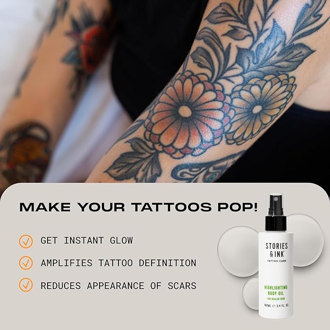 Stories & Ink Tattoo Care | THE ORIGINALS PACK | Fade-Fighting Regimen (Daily Moisturizer + Hydrating Body Oil + Vibrancy Serum) | Completely Hydrates, Highlights and Defines your Ink-BrightBean Baby
