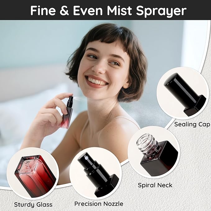 Segbeauty 0.34oz Perfume Atomizer for Travel, 5pcs Glass Refillable Perfume Spray Bottle, 10ml Mini Travel Size Cologne Sprayer Portable, Small Cologne Bottles with Clear Transfer Tool Set-BrightBean Baby