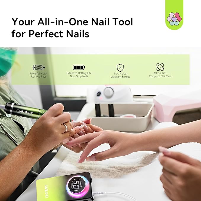 SAVILAND Advanced 50000RPM Professional Nail Drill : Portable Electric Nail File Nail Supplies Electric Nail Drill 6000MAh Drill para Uñas Nail Filer Electric with Drill Bits for Acrylic Nail Kit-BrightBean Baby