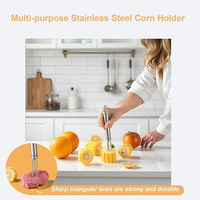 (2Pcs) Newly Upgraded Stainless Steel Corn Stripping Tool, Corn Holder, The Curved Design Fits Perfectly with the Corn, Making the Corn Threshing Faster.