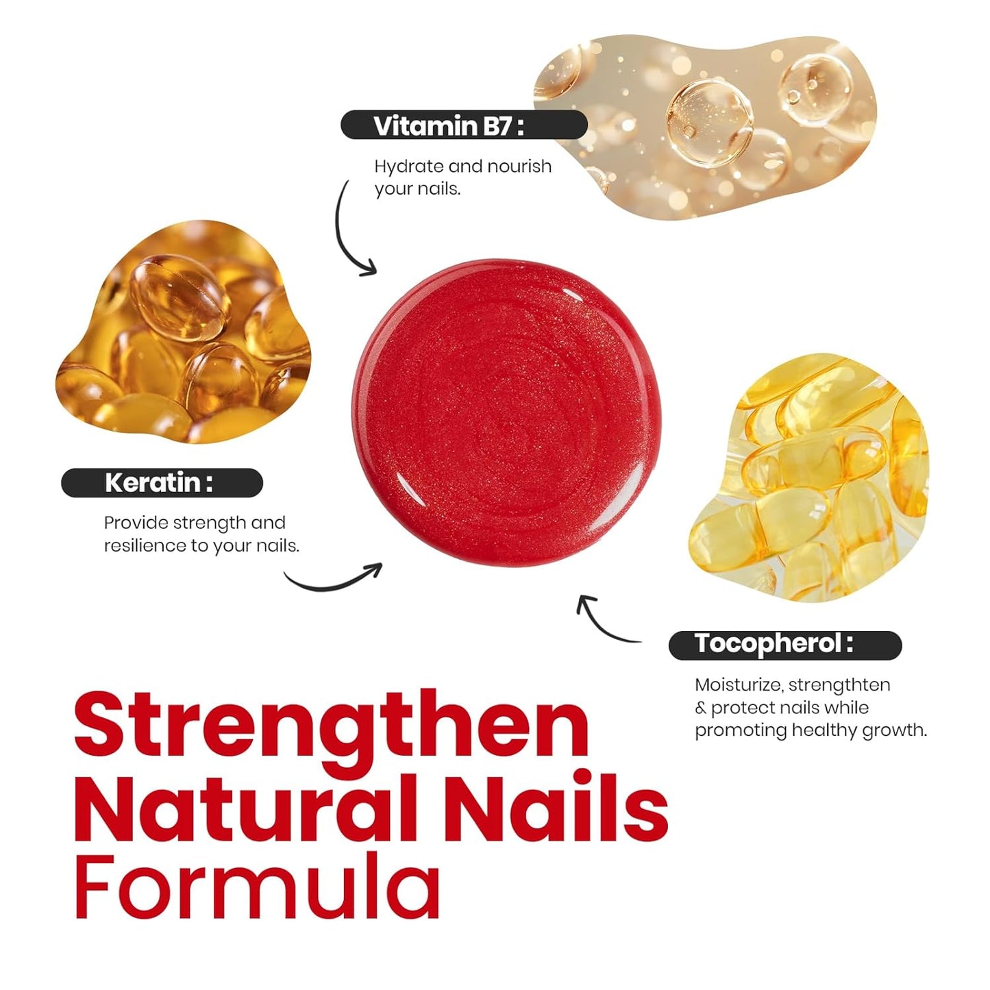 Beetles Red Nail Polish 15ML Quick Dry Glitter Fingernail Polish 4th of July DIY Salon for Women-BrightBean Baby