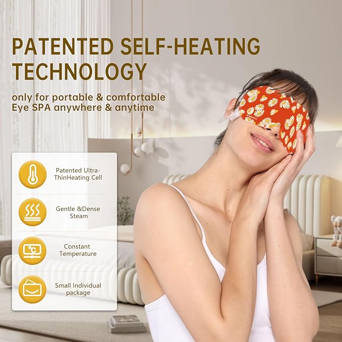 Steam Eye Mask Self Heating Moist Eye Compress Disposable SPA Warm Eye Mask 10 Packs for Dry Eyes, Eye Fatigue, Stress Relief, Soothing Headache Travel Trouble Sleeping (Chamomile)-BrightBean Baby