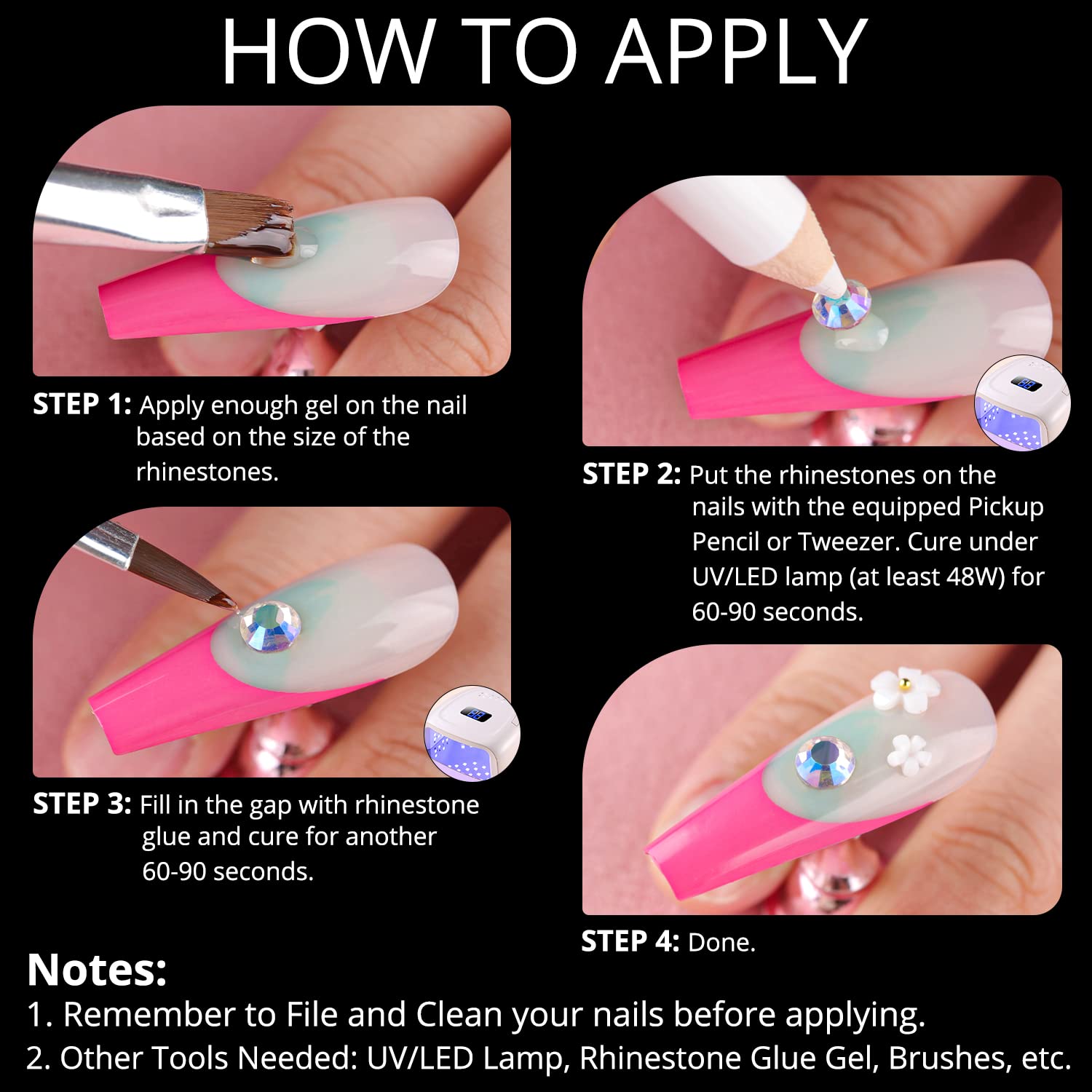 Mixed 3D Nail Art Gem Decoration Accessories Kit #9, Butterfly Starry AB Rhinestone Charm Jewelry for Deco, Pearl Flower Caviar Bead Stone Crystal with Pickup Pencil and Tweezer-BrightBean Baby