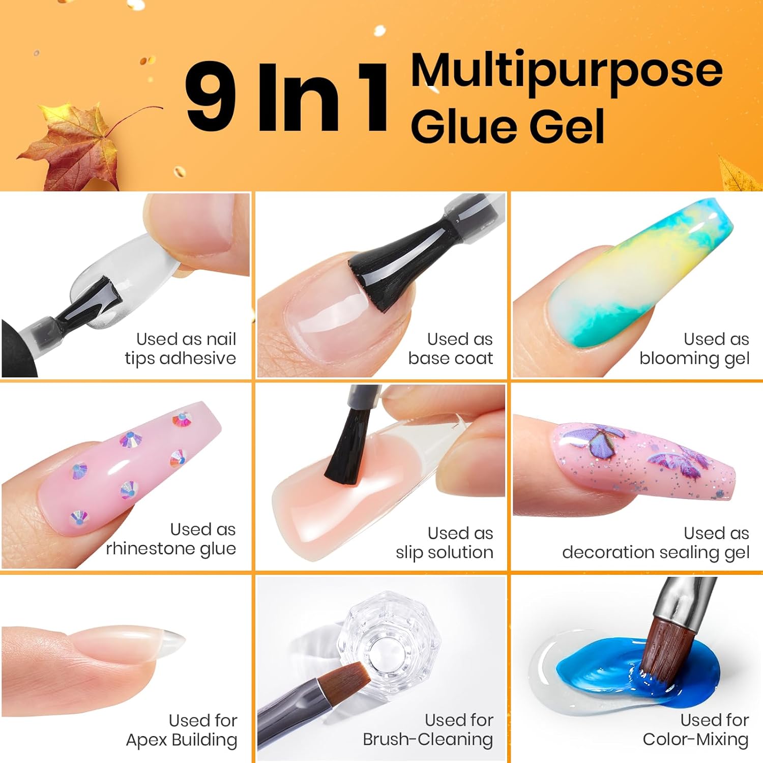 Beetles Top Coat Base Gel & Nail Glue Set-3Pcs No Wipe Top Coat Gel Nail Polish & Base Coat with 9 In 1 Nail Glue Shine Effect Long Lasting Soak Off Uv Light Lamp Diy Gift for Women & Girls-BrightBean Baby