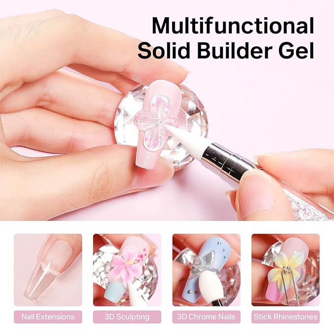 MIZHSE 2Pcs 3D Nail Gel Sculpting Gels, Clear and White Solid Builder Gel for Nails with Silicone Nail Molds Molding Gels 3D Art Non-Sticky Hand UV LED for Nails Salon Home DIY-BrightBean Baby