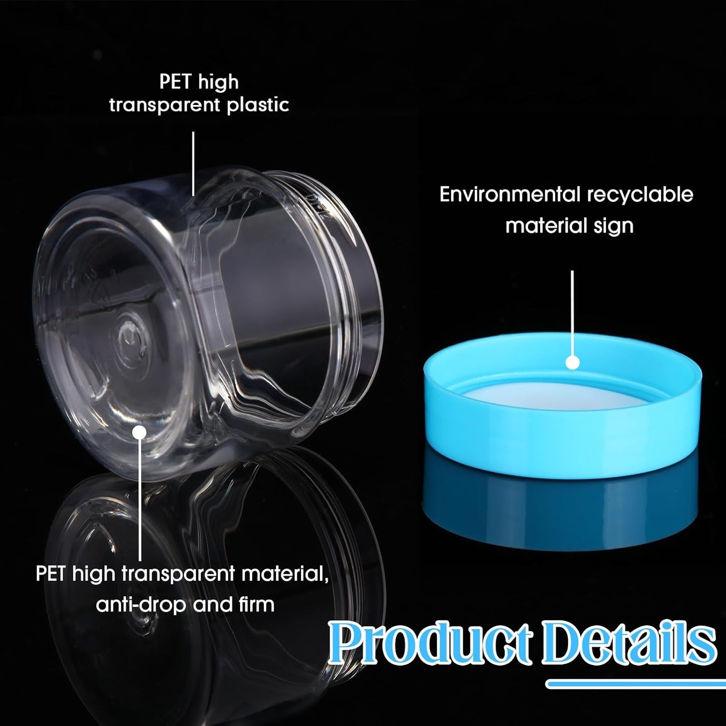 SATINIOR 100 Pcs Plastic Jars with Lids Small Containers Lids Wide Mouth Small Plastic Containers for Lotion Cream Rhinestones Body Butters Travel Storage(2 oz,Blue)-BrightBean Baby