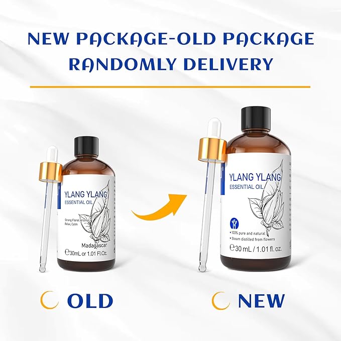 HIQILI Ylang-Ylang Essential Oil, Long-Lasting Scent for Diffusers, Perfumes, Aromatherapy, DIY - 1.01 Fl Oz-BrightBean Baby