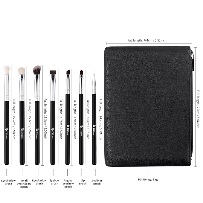DUcare Makeup Brushes with Bag,15Pcs Makeup Brush Set Christmas Gift Travel Kabuki Foundation Blending Blush Eyeliner Shadow Brow Concealer Brushes Kit Black-BrightBean Baby