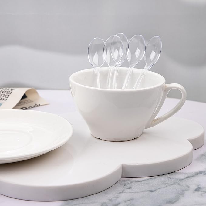 WDF 300 Pieces Clear Plastic Mini Spoons for Desserts 4 Inches Clear Plastic Spoons Heavy Duty Perfect for Cake, Desserts