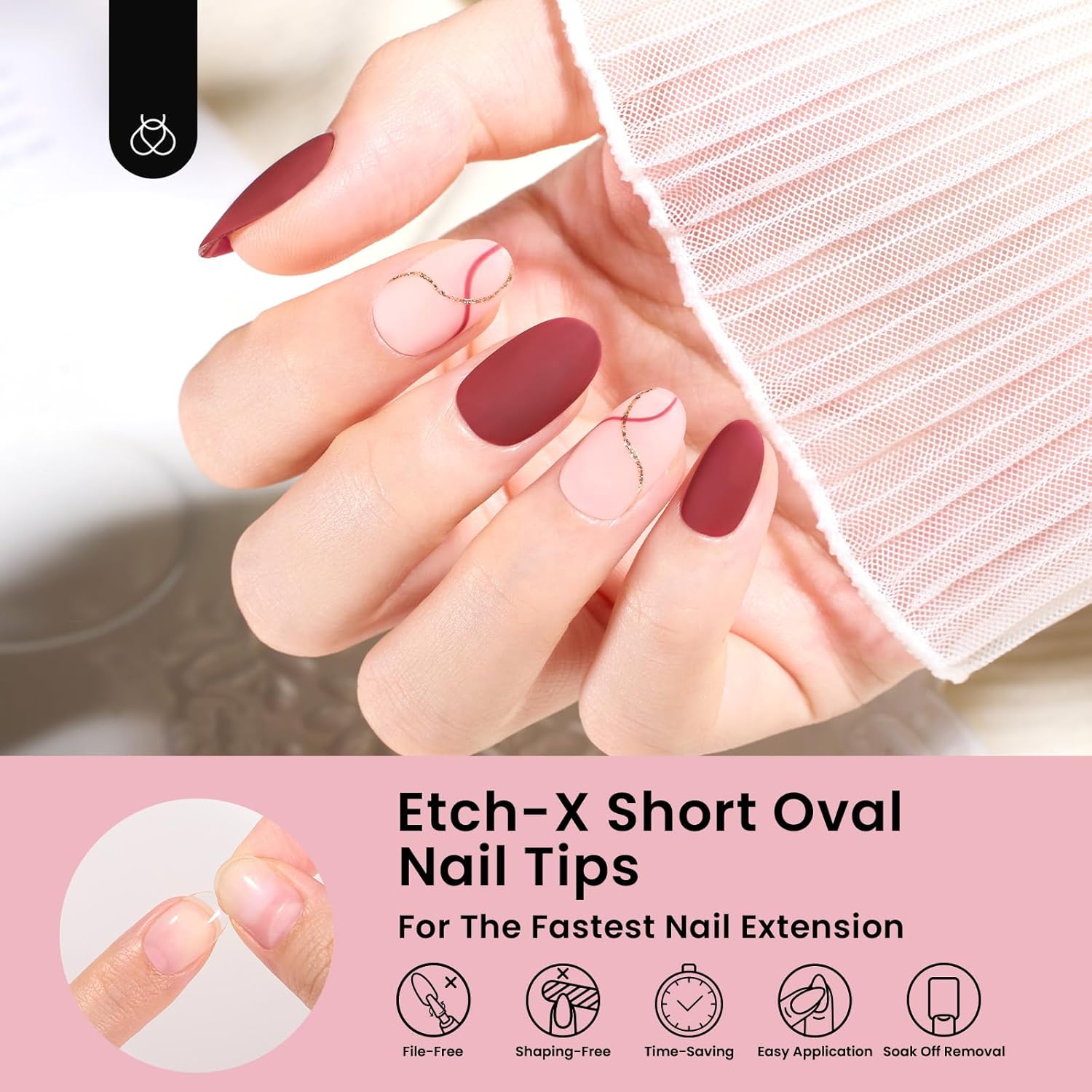 Beetles Gel Nail Tips Short Oval 576Pcs, 12 Sizes Pre-Shaped Half Matte Press On Nails Gelly Tips False Nails for Gel Full Cover False Nails Home DIY Nail Salon Gifts for Girls Women-BrightBean Baby