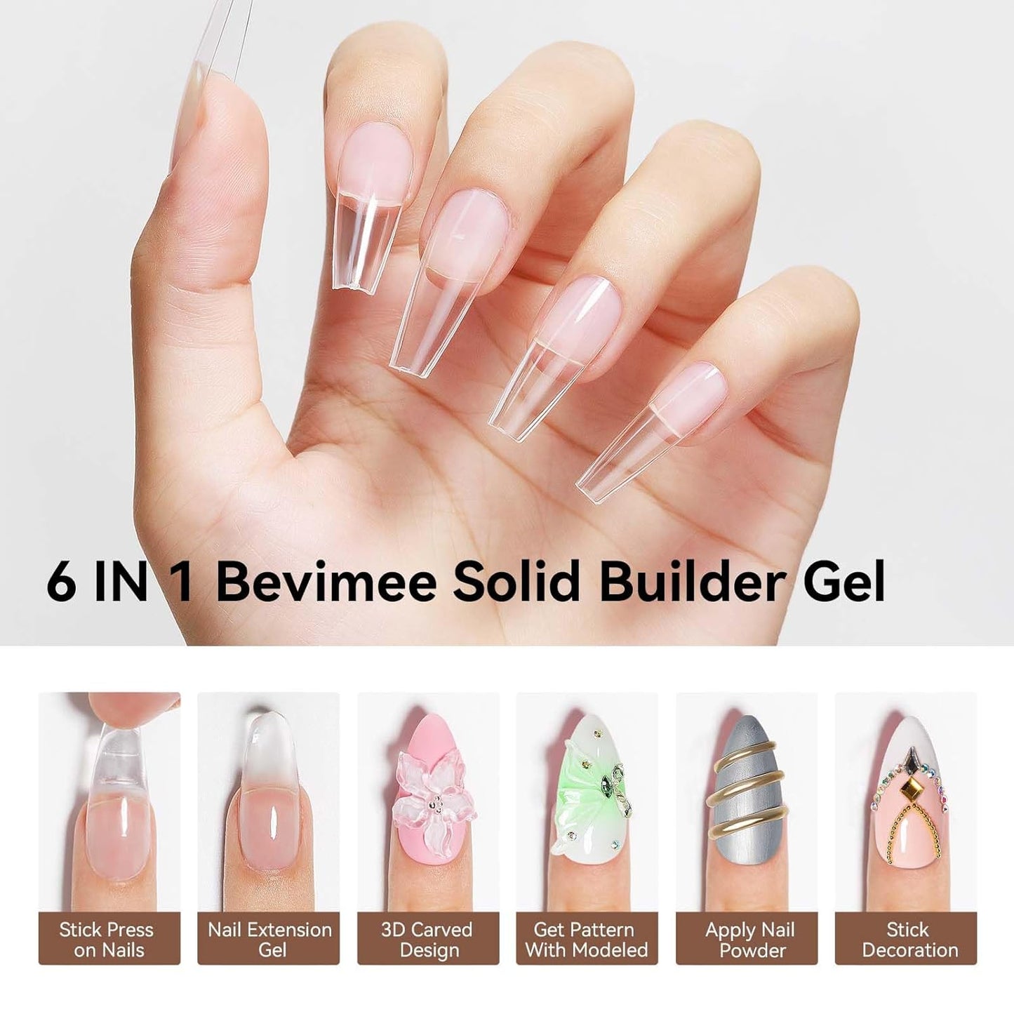 Solid Builder Gel For Nails, White 3D Nail Art Hard Gel For Nails 18g Non-Sticky Hand Molding Carving For Nail Sculpting Extension Salon DIY At Home-BrightBean Baby