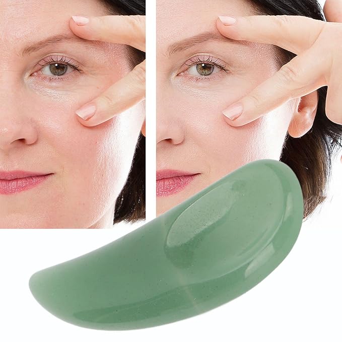 Spatula Scoop, Curved Cosmetic Spatula Scoop Mini Gua Sha Jadestone Curved Makeup Eye Cream Cosmetic Spatula Reduce Puffiness, Bags And Dark Circles Under the Eyes (Green)-BrightBean Baby