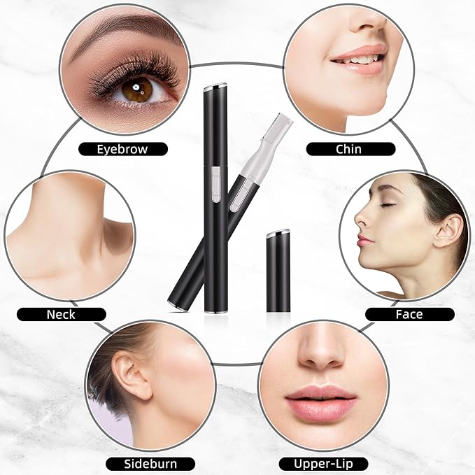 Chumia 2 Pcs Electric Eyebrow Trimmer Women Precision Face Razors Mini Shaver with Comb Christmas Women Gift Battery Operated Personal Epilator for Face Neck Fuzz Lips Leg(Black)-BrightBean Baby