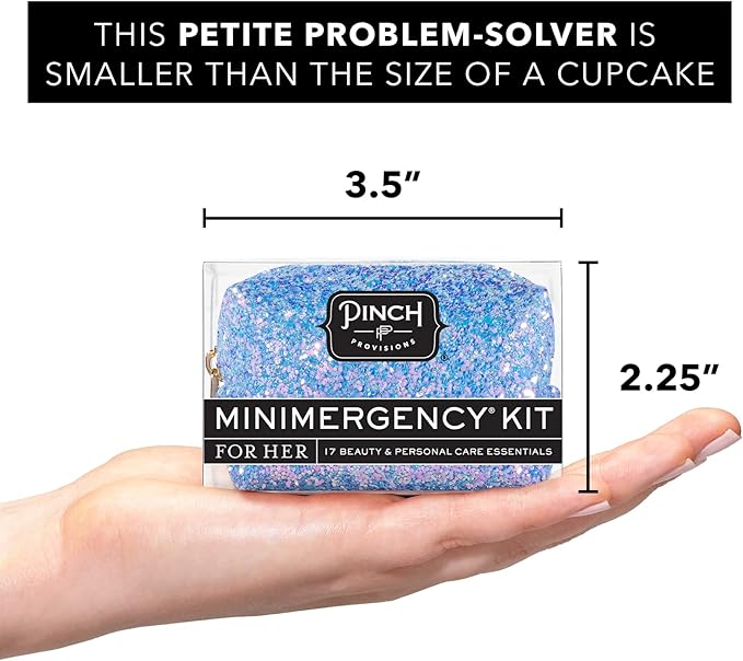 Pinch Provisions Blue Periwinkle Minimergency Kit, includes 17 Travel-Sized Cosmetic Essentials, Convenient for Purses, Emergency Beauty Accessories, Gifts for Holiday’s & Birthday’s-BrightBean Baby