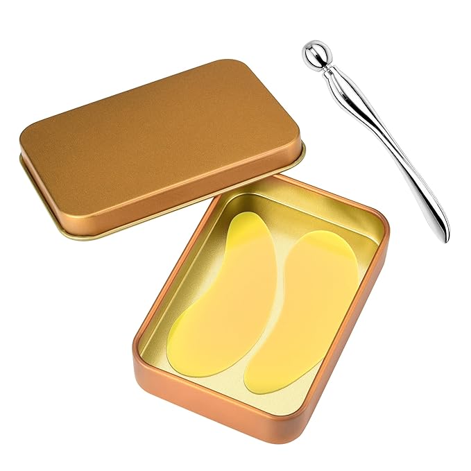 CCbeauty Reusable Under Eye Patches + Eye Cream Applicator Value Set | 100% Silicone Eye Gel Pads | Boost Hydration | Minimize Fine Lines + Wrinkles + Dark Circles | Storage Tin Included | Mango-BrightBean Baby