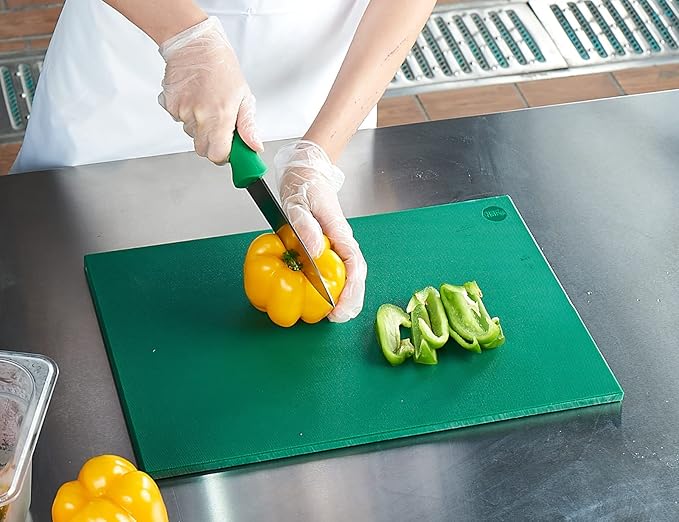 CURTA Cutting Boards for Kitchen, 18" x 12" x 0.5" Green Color Coded Plastic Chopping Board with Anti Slip Surface Dishwasher Safe