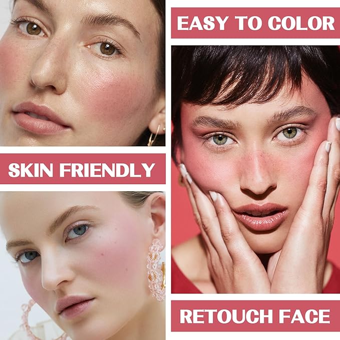 2Pcs Cream Blush Makeup Stick,Monochromatic Multi-Stick Face Blush for Cheek,Lip and Eye,Matte and Dewy Finish for Long Wearing,Easy Application.HOTLINE-BrightBean Baby