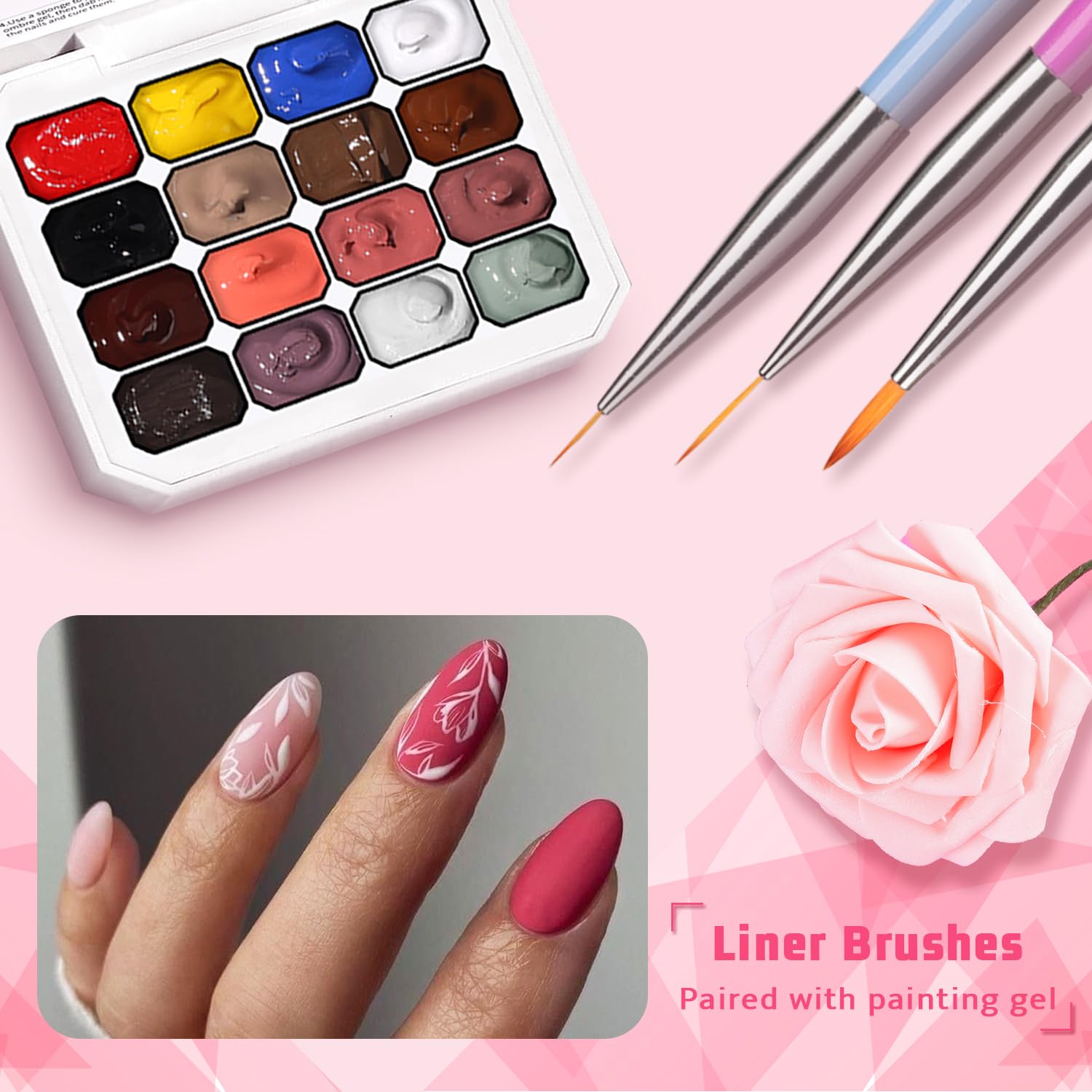 Sponge Pat Paint Nail Gel, Ombre Nails Gradient Gel Nail Blush Blooming Aura Nails Drawing Stripper Floral Painting DIY Nail Art, No Wipe, UV/LED Curing (16 Colors J)-BrightBean Baby