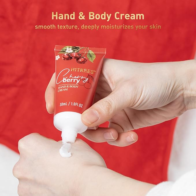 Spa Gifts for Women, Cherry & Berry Spa Gift Set for Teenage Tote Bag, Shower Gel, Hand & Body Lotion, Hitrees Birthday for Best Friend Woman, Mom, Mothers Day-BrightBean Baby