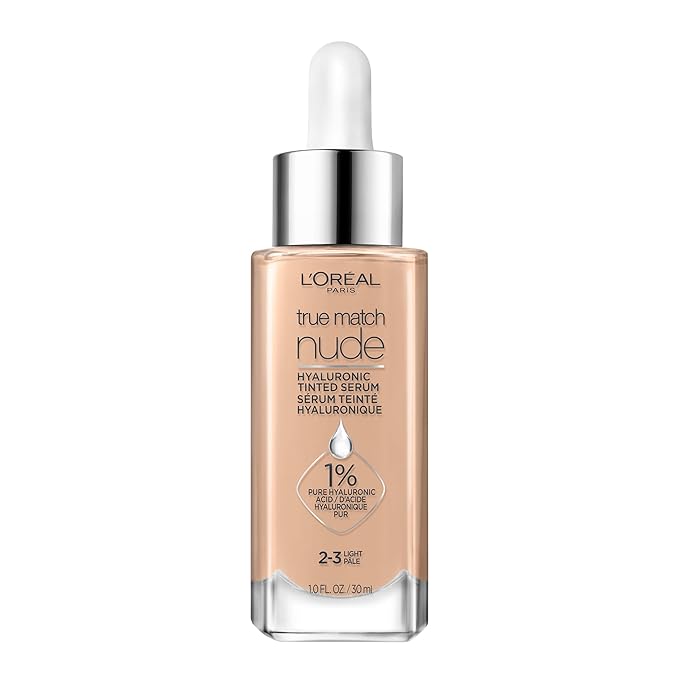 L'Oreal Paris True Match Nude Hyaluronic Tinted Serum Foundation with 1% Hyaluronic acid, Light 2-3, 1 fl. oz.-BrightBean Baby