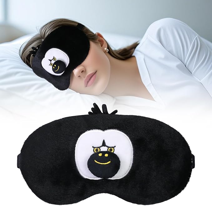PERFECTSIGHT Sleep Eye Masks, Cute Plush Sleep Eye Cover Lightweight Adjustable Eyeshade Faux Fur Mask Cover for Women Men Sleep Travel Nap, Orang-BrightBean Baby