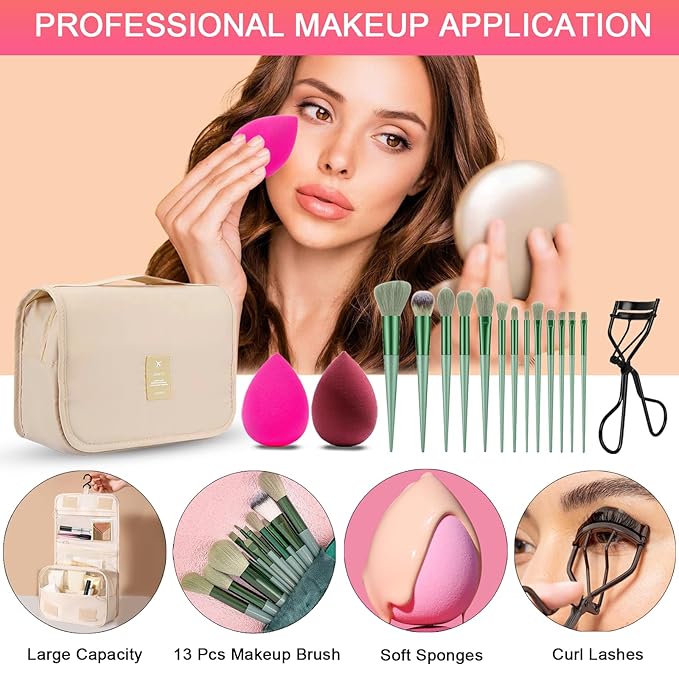 All in One Makeup Kit for Women Full Kit, Professional Travel Makeup Kit for Women & Teens, Foundation Eyeshadow Lipstick Brow Pencil Eyeliner Contour Powder, Complete Make Up Gift Set for Beginners-BrightBean Baby