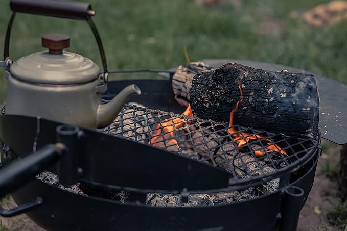 Barebones Enamel Teapot - Vintage Inspired Design - Baked Stainless Steel Rim - FSC Certified Natural Walnut Handle Tea Kettle - 1.5 Liters, 6 Cups (Slate Gray)