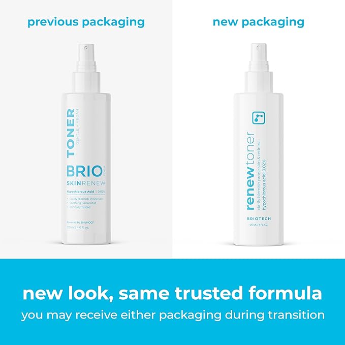 BRIOTECH Skin Renew Toner, Hypochlorous Acid Spray Topical Skin Spray for Face and Skin, Minimize Appearance of Blemishes, Soothing Mist for Redness & Bumps, 4 fl oz ea, 4 ct-BrightBean Baby