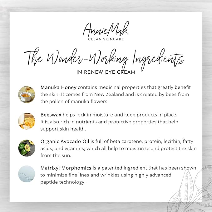 AnnieMak Renew Eye Cream for Dark Circles, Puffiness & Wrinkles Around Eyes, Under Eye Brightener, Vitamin Infused Moisturizer, Hydrating, Brightening & Smoothing Skin Care (0.25 fl oz)-BrightBean Baby