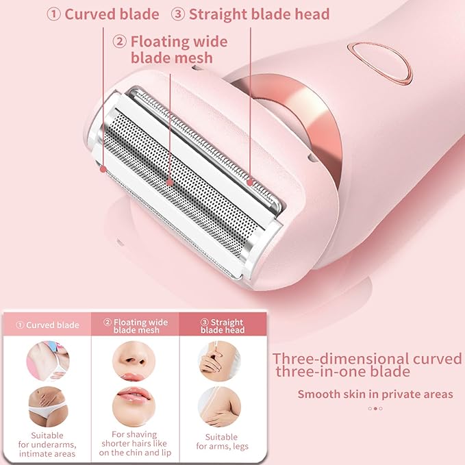 Dusk Razor for Women,Dusk Glide Pro 3.0 Razor - Bikini Portable Legs Body,2 in 1 Waterproof Electric Razors,Wet & Dry, Painless Hair Removal, Removable Head (Pink)-BrightBean Baby