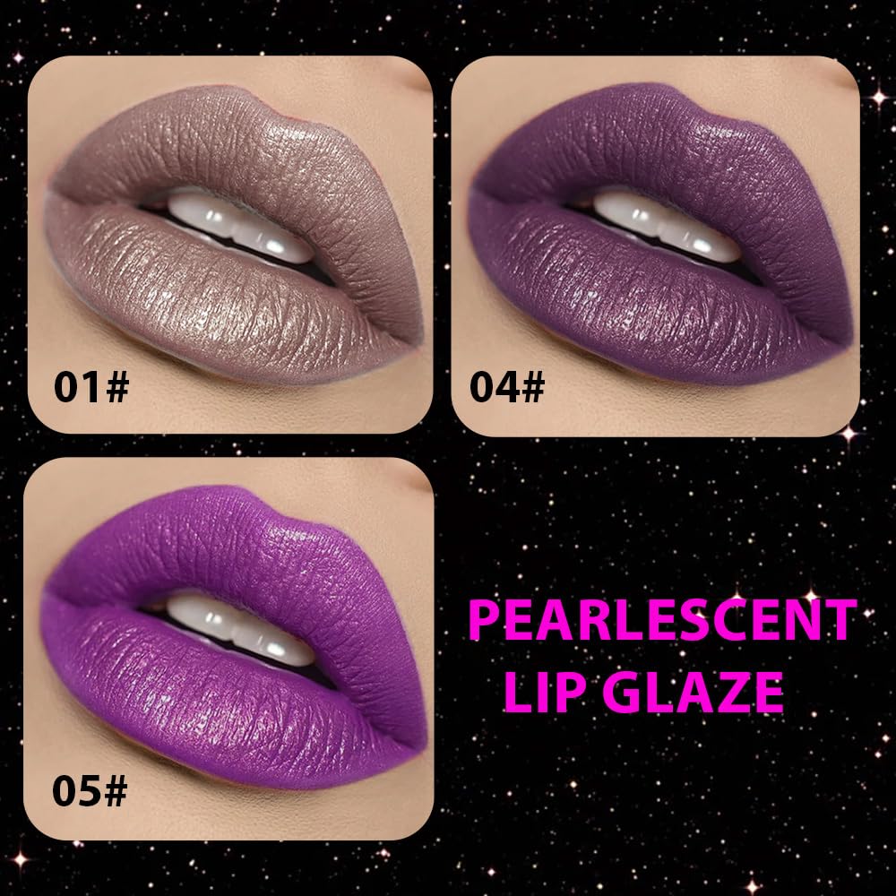 Taupe Purple Dark Purple Metallic Lipstick for Women,Glitter Sparkling Liquid Lipstick,Long Lasting Waterproof Lightweight Non-Drying Bold Dark Lip Gloss for Gothic Stage Makeup,Vegan-BrightBean Baby