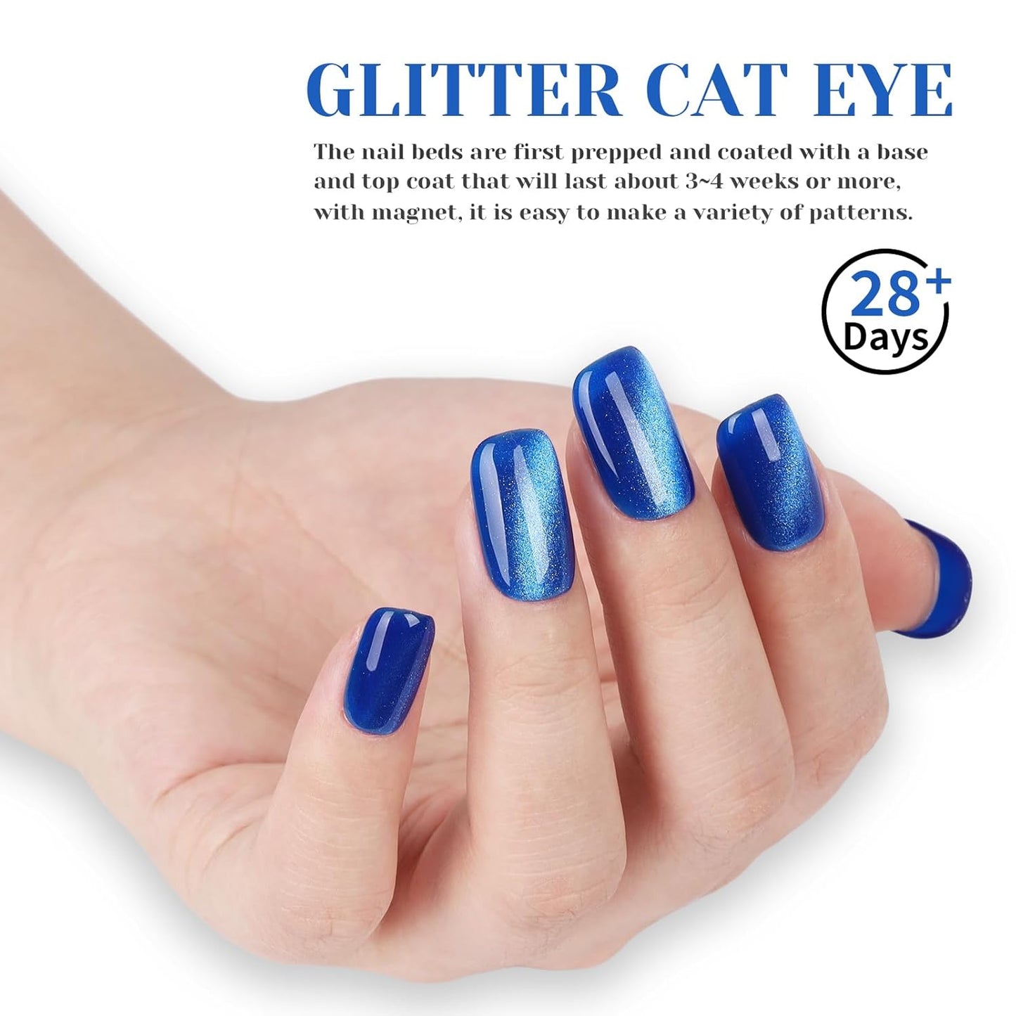 Blue Cat Eye Gel Nail Polish, LED UV Nail Lamp Needed Navy Blue Cateye Gel Polis Color for Summer Spring Winter, Perfect for DIY at Home & Ideal Gift for Nail Art Lovers!-BrightBean Baby