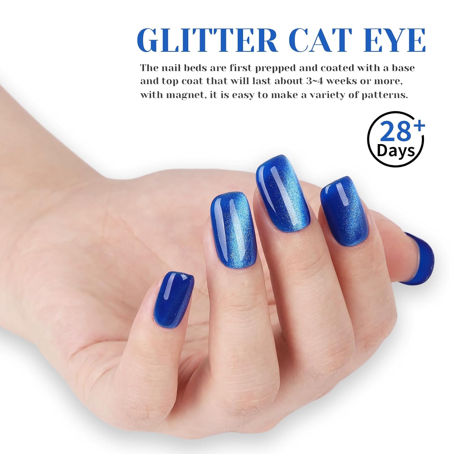 Blue Cat Eye Gel Nail Polish, LED UV Nail Lamp Needed Navy Blue Cateye Gel Polis Color for Summer Spring Winter, Perfect for DIY at Home & Ideal Gift for Nail Art Lovers!-BrightBean Baby