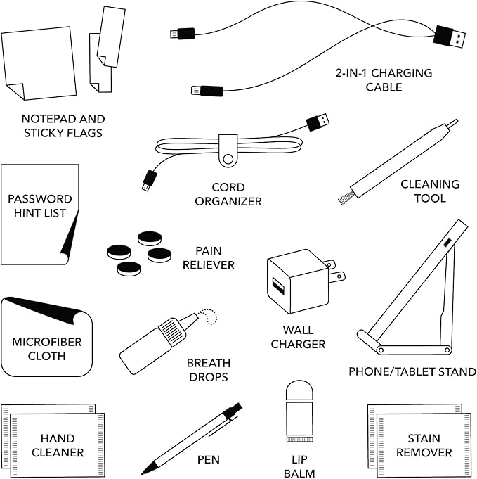 Pinch Provisions Work from Anywhere Kit, Includes 18 Essentials to Help You Stay on Task, Must-Have Essentials, Compact Multi-Functional Double-Pocket Vegan Leather Pouch-BrightBean Baby