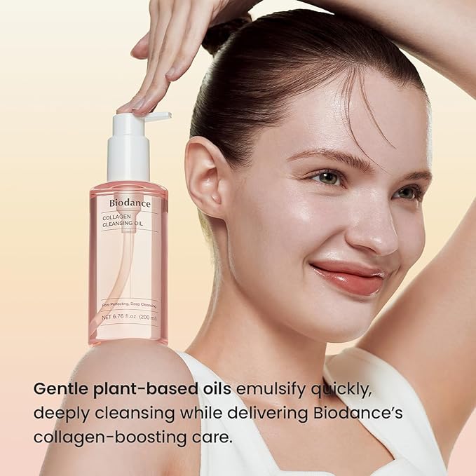 BIODANCE Collagen Cleansing Oil, Facial Oil Cleanser, Gentle Makeup Remover without Clogging Pores, Removes Bleackhed and Whitehead for Sensitive Skin, Oily Skin, Korean Skincareㅣ6.76 fl. oz. (200 ml)-BrightBean Baby