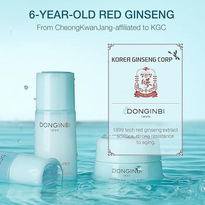 DONGINBI Red Ginseng Hydra Bounce Cream Fresh Travel Kit - Hydrating and Nourishing Skincare Set- Hydra Bounce Softener 15ml, Emulsion 15ml, Cream 7ml-BrightBean Baby