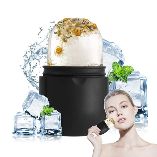 Ice Roller for Face Eye, Ice Roller Mold Face Skin Care Kit for Brighten Skin and Enhance Your Natural Glow Remove Fine Lines Shrink Pores Reduce Acne and Lubricate the Skin (Black)-BrightBean Baby