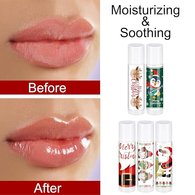 50 Pcs Pink Princess Lip Balm Bulk Pink Girl Lip Care Products Pink Girl Birthday Party Supplies Princess Party Gifts for Kids Women Bachelorette Party Bridal Baby Shower(Classic Christmas Styles)-BrightBean Baby