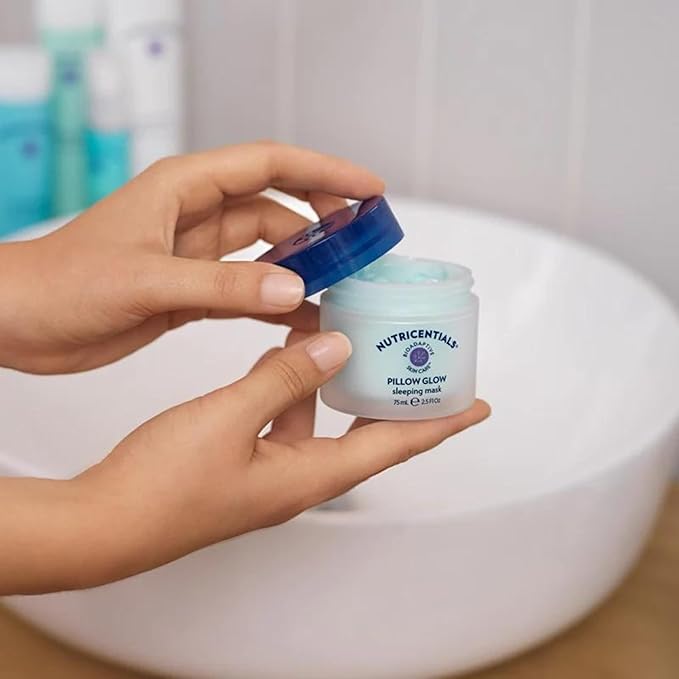 NuSkin NUTRICENTIALS Pillow Glow Sleeping Mask | Overnight Hydration | Bioadaptive Botanical Complex | Red Algae | Apple Extract | Deep Sea Water | Skin Glowing & Pore Minimizing | 2.5 Fl Oz | 2 Pack-BrightBean Baby