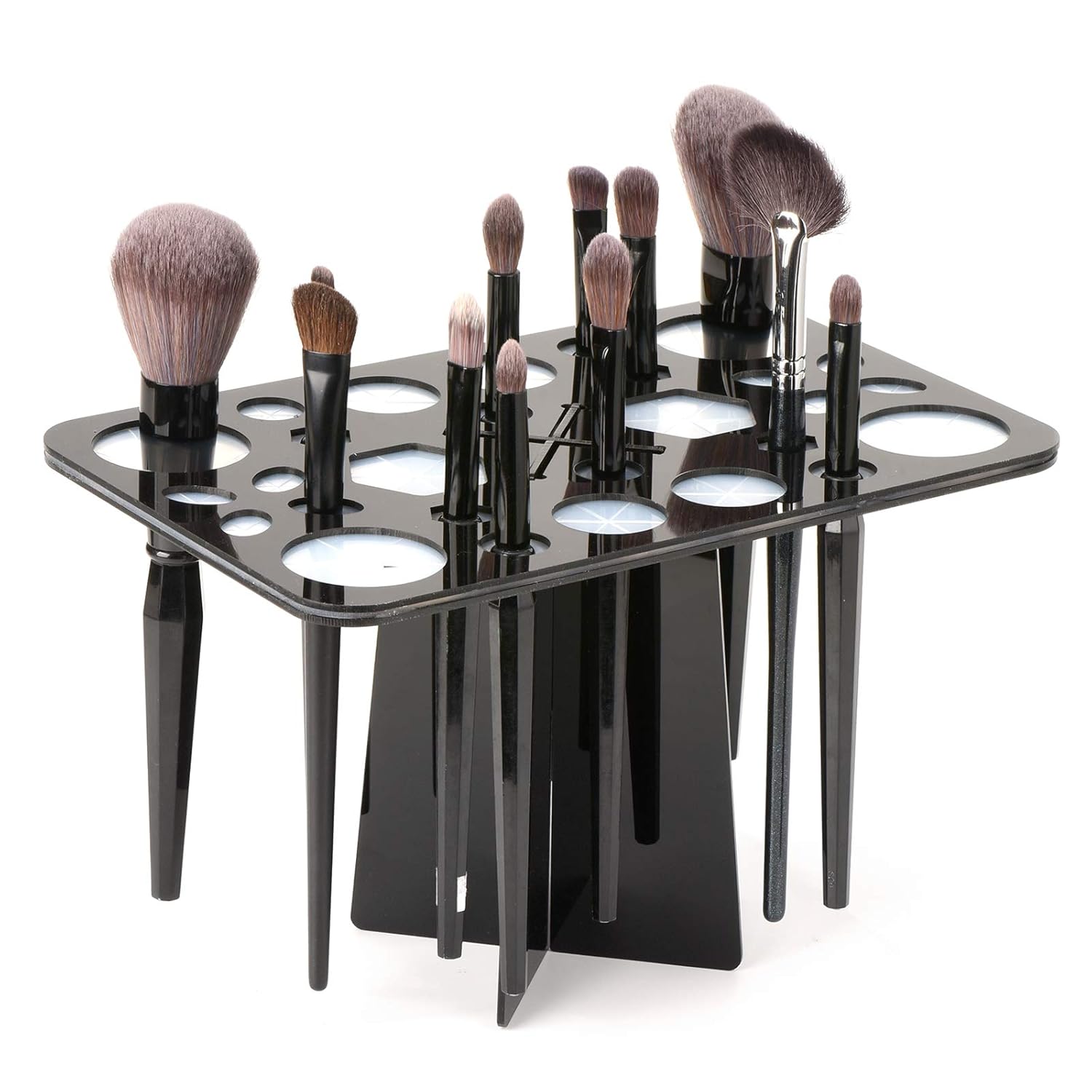Acrylic Makeup Brushes Drying Rack, Brushes Dryer, Collapsible Holder Stand Tree Tray Support Display for Makeup Artist Nail Brushes Paintbrushes Makeup Lovers, 28 Slot, Black, Unisex-BrightBean Baby