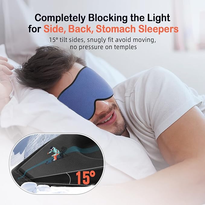 LitBear Sleep Masks, Light Blocking Eye Mask Sleeping for Women Men Side Sleeper, Soft 3D Comfortable Sleeping Mask with Adjustable Elastic Strap for Travel-BrightBean Baby