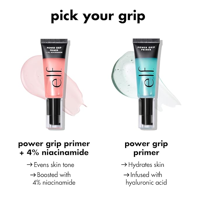 e.l.f. Power Grip Primer + 4% Niacinamide, Gel-Based & Hydrating Face Primer, Evens Skin & Brightens, Grips Makeup, Vegan & Cruelty-Free, 0.8 Fl Oz-BrightBean Baby