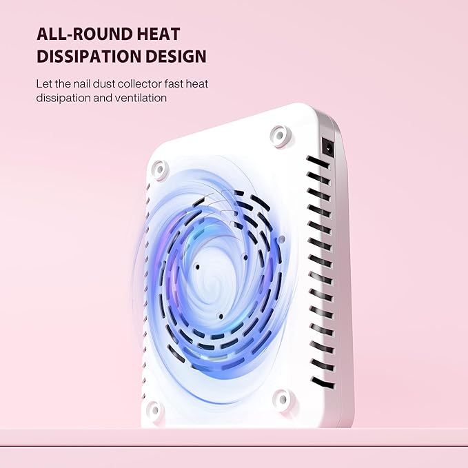 Nail Dust Collector for Nail Techs,Compact & Quiet Vacuum Fan Dust Collector with Reusable Filter, Powerful Dust Suction Machine,Nail Tech Must Haves for Gel Polish,Pedicures,Salon & Home Use-BrightBean Baby
