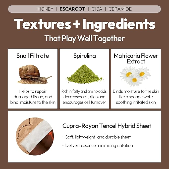 LAPCOS Skin Barrier Repair Sheet Mask Variety Pack – Escargot, Cica, Ceramide, Honey 4 Types of Face Mask Set – Daily Korean Skin Care w/Snail Mucin, Centella Asiatica & Niacinamide (12 ea)-BrightBean Baby