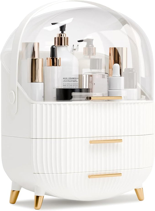 Makeup Organizers and Storage, Make up Organizer for Vanity Cosmetics Skincare Organizers With Lid and Drawers Display Cases for Countertop（White）-BrightBean Baby