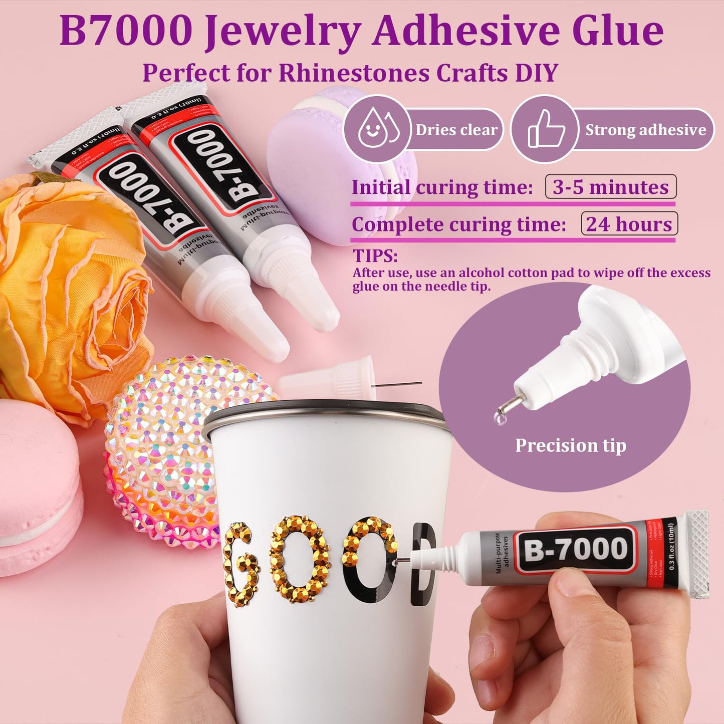 25000Pcs Resin Rhinestones with Tweezers for Crafting, Gold Flatback Gems, Bedazzling Crystal with 3Pcs 10ml B7000 Jewelry Glue for DIY Crafts Clothing Tumblers Shoes Fabric Nail Art-BrightBean Baby