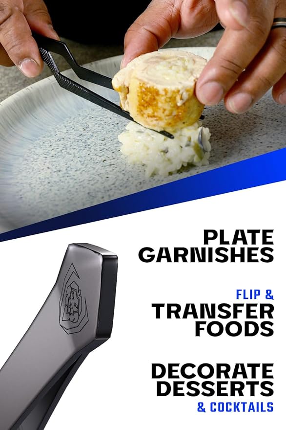 Dalstrong Professional Food Tweezers-Giftable 4pc Set-6.5"-High-Precision Tweezer Tongs-Black Titanium Coating-Plating, Multi-use-304 Stainless Steel-Culinary Fine Use-Metal Kitchen Tongs